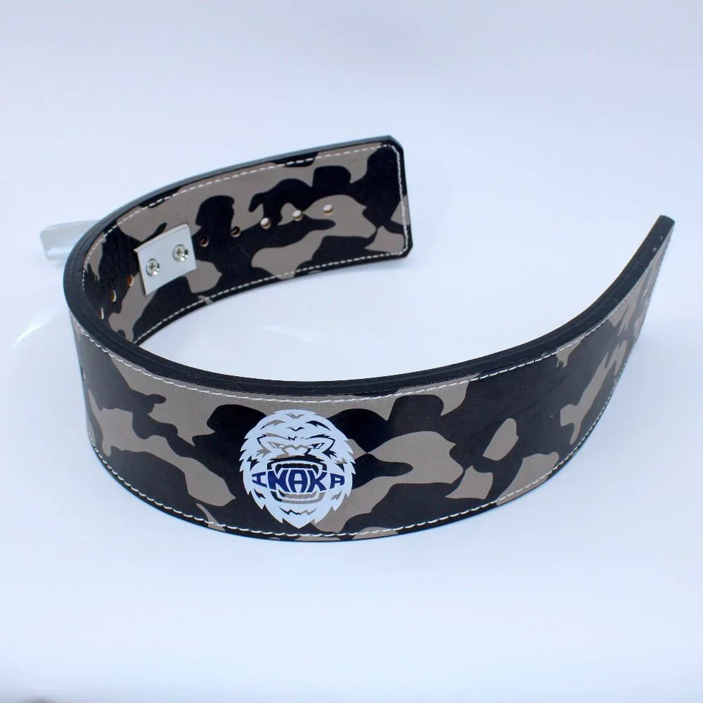 Inaka Power Camo Lever Weightlifting Belt 10mm Leather Gym Powerlifting Grey L